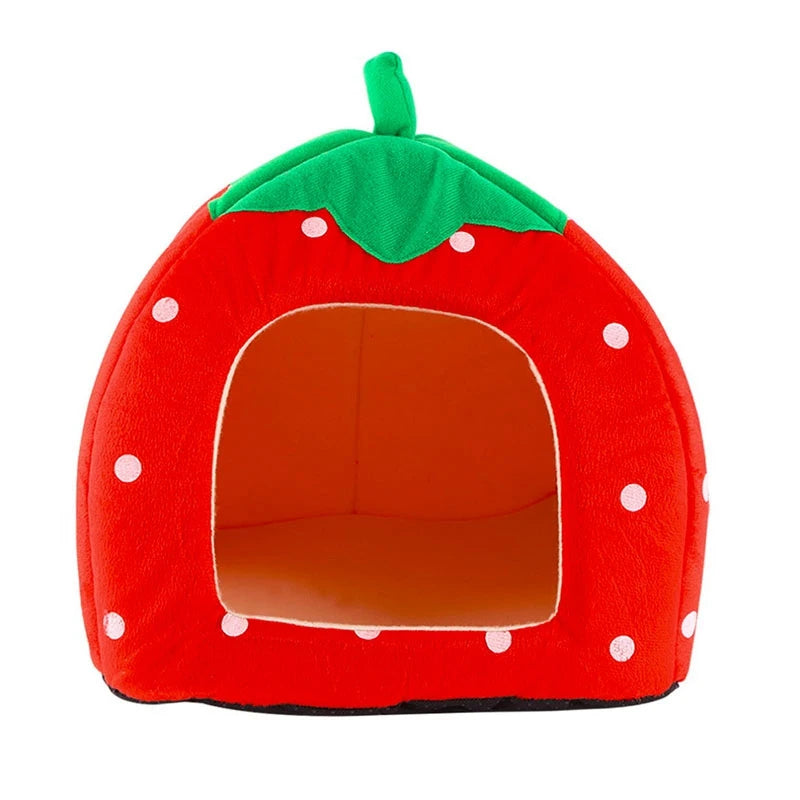 Warming Pet Bed House for Small Dogs Cute Strawberry Cat House for Puppy Kennel Kitten House Bed Sofa Mat Winter Breathable