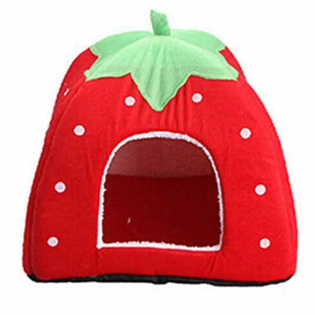 Warming Pet Bed House for Small Dogs Cute Strawberry Cat House for Puppy Kennel Kitten House Bed Sofa Mat Winter Breathable