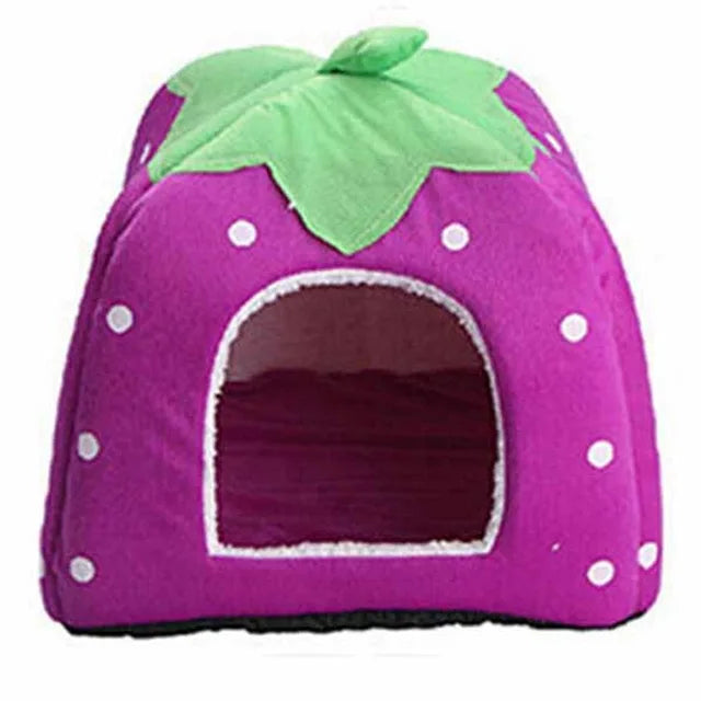 Warming Pet Bed House for Small Dogs Cute Strawberry Cat House for Puppy Kennel Kitten House Bed Sofa Mat Winter Breathable