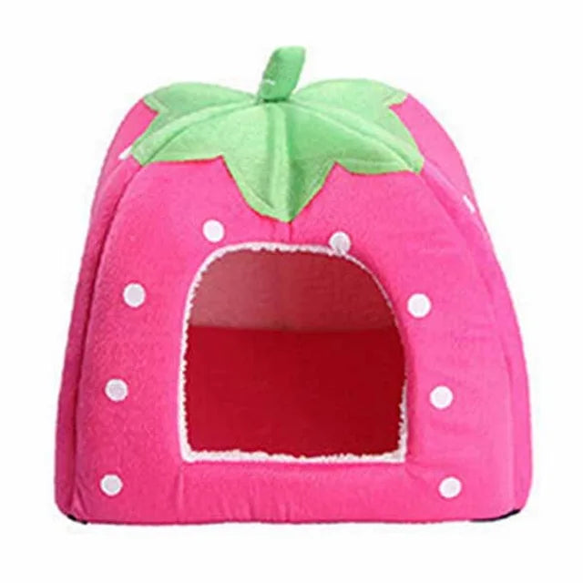 Warming Pet Bed House for Small Dogs Cute Strawberry Cat House for Puppy Kennel Kitten House Bed Sofa Mat Winter Breathable