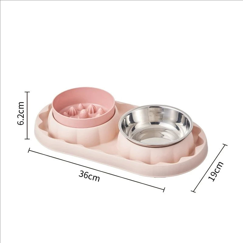 Pet stainless steel double bowl cat bowl leak proof food dog choking slow food bowl spill proof cat bowl dog bowl pet bowl