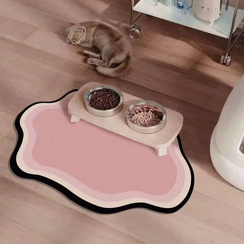 Small Fresh Cloud Style Pet Cat and Dog Diatomaceous Earth Feeding Mat/ Dirt Resistant and Splash Proof Cat and Dog Floor Mat