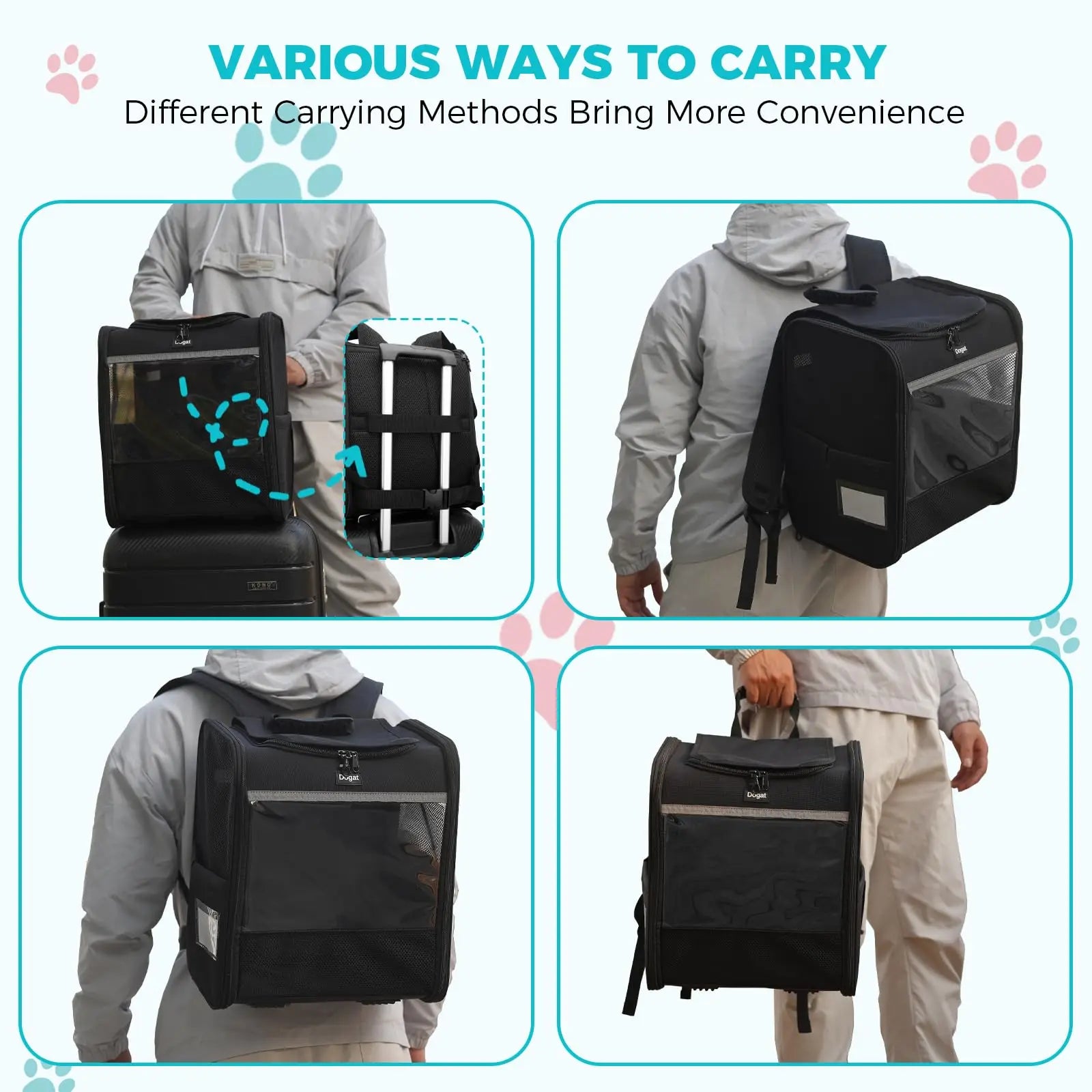Dogat Pet Backpack XL Breathable Cat/dogs Transporter Up To 10Kg Mesh Window Foldable