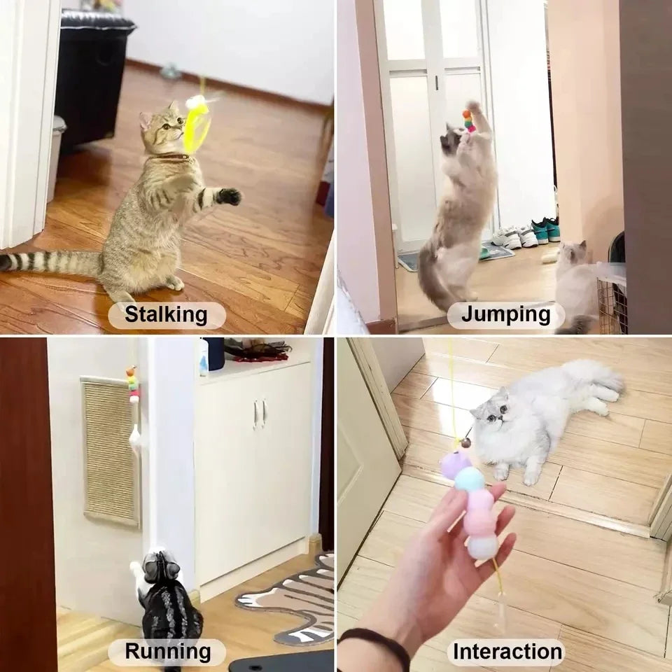 1/3/5pcs Pet Cat Interactive Toy Elastic Cat Scratch Rope Retractable Door Hanging Funny Toys Pet Playing Teaser Cat Supplies