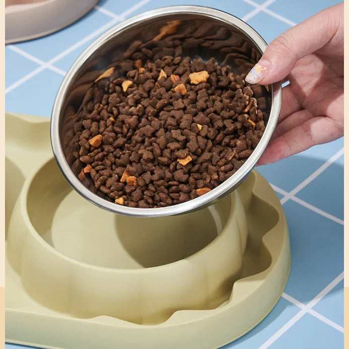 Pet stainless steel double bowl cat bowl leak proof food dog choking slow food bowl spill proof cat bowl dog bowl pet bowl