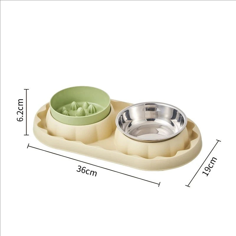 Pet stainless steel double bowl cat bowl leak proof food dog choking slow food bowl spill proof cat bowl dog bowl pet bowl