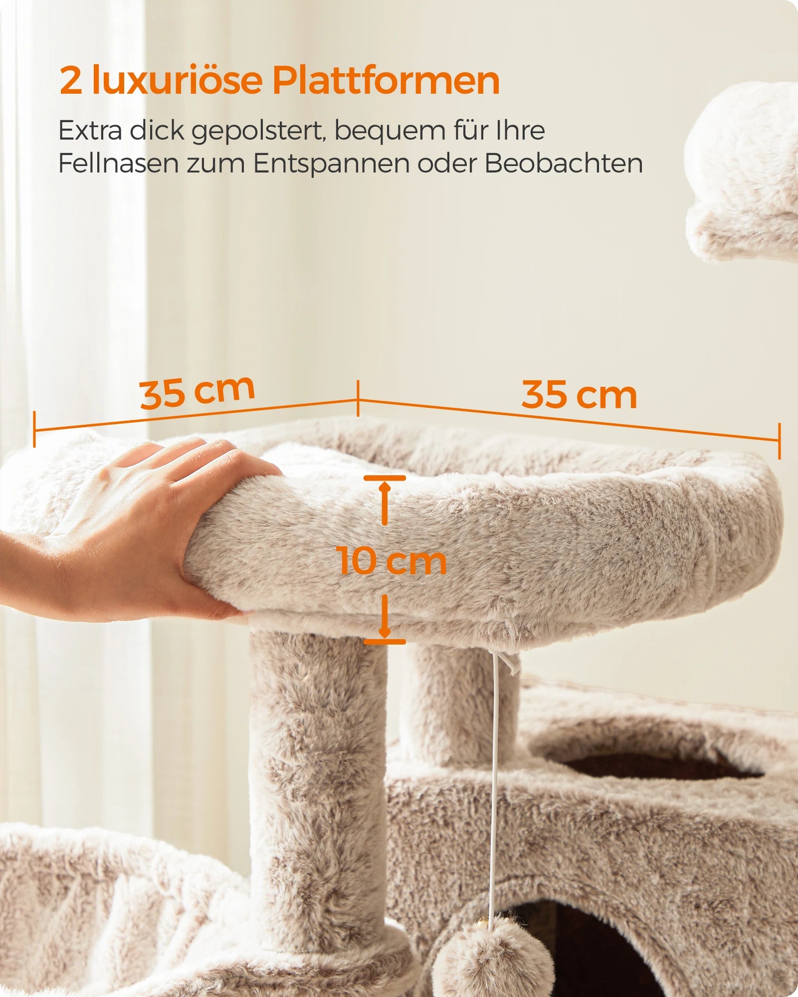 Feandrea scratching post Large Soft Cover Cat Tree For Large  Cats Ombré Brown White