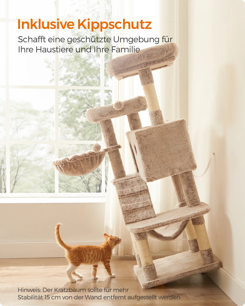 Feandrea scratching post Large Soft Cover Cat Tree For Large  Cats Ombré Brown White