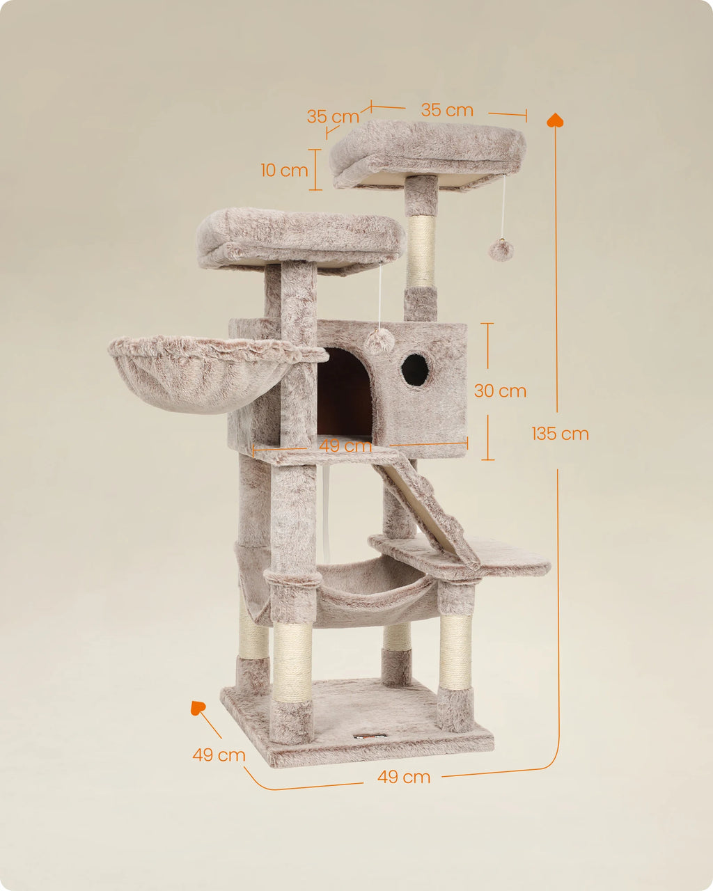 Feandrea scratching post Large Soft Cover Cat Tree For Large  Cats Ombré Brown White