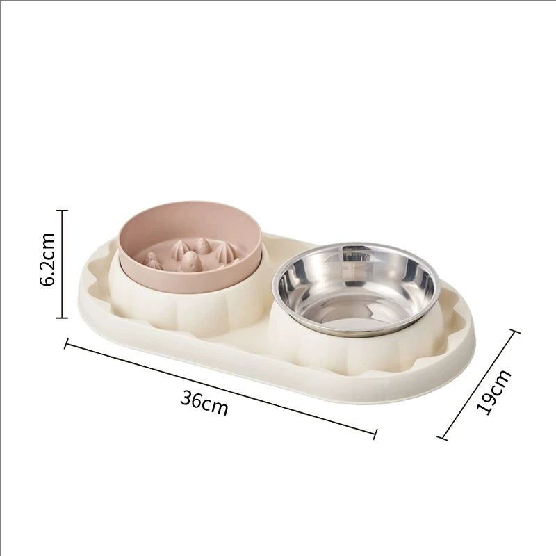 Pet stainless steel double bowl cat bowl leak proof food dog choking slow food bowl spill proof cat bowl dog bowl pet bowl