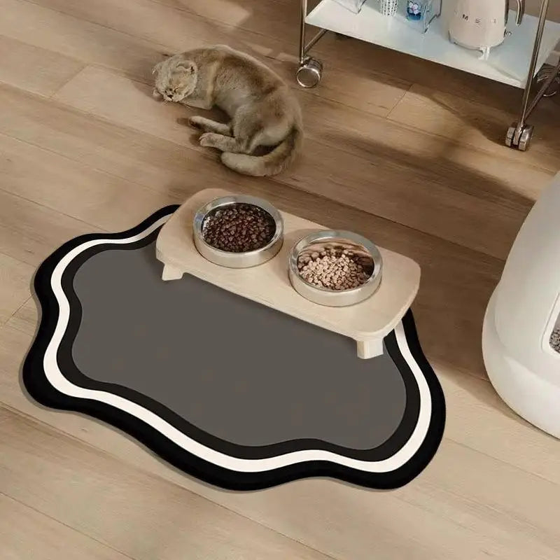 Small Fresh Cloud Style Pet Cat and Dog Diatomaceous Earth Feeding Mat/ Dirt Resistant and Splash Proof Cat and Dog Floor Mat