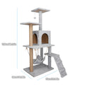 Cat Climbing Frame Cat Tower Cat Tree House Plush Cat Condo w/ Scratching Post Perches Caves Hammock Padded Perches 53*38*125cm