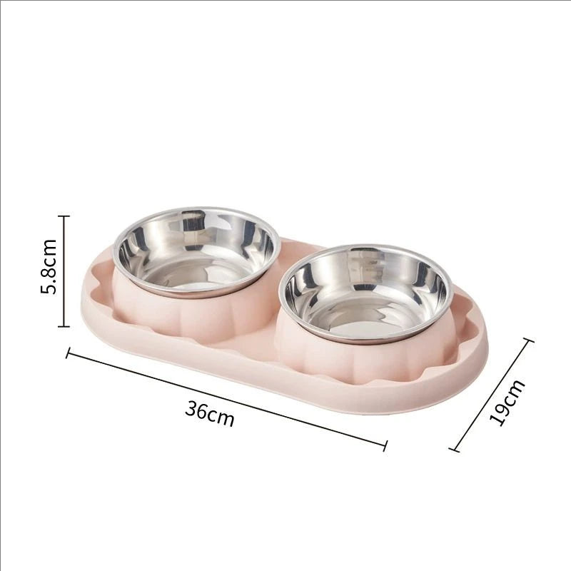 Pet stainless steel double bowl cat bowl leak proof food dog choking slow food bowl spill proof cat bowl dog bowl pet bowl