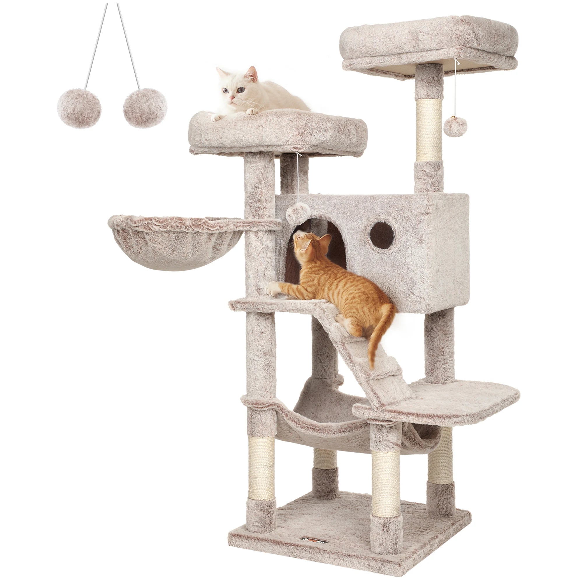 Feandrea scratching post Large Soft Cover Cat Tree For Large  Cats Ombré Brown White